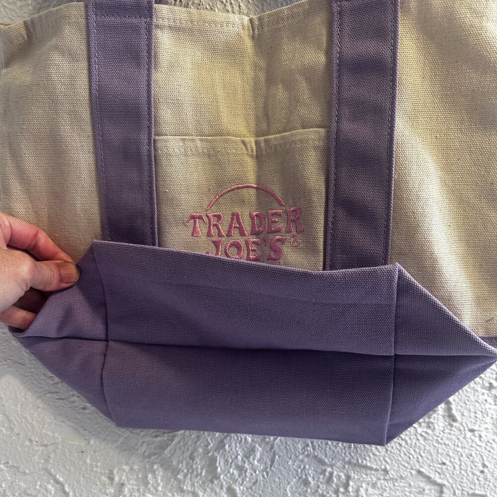 💜🐰 Trader Joe’s Mini Pastel Canvas Tote – Easter Color Lavender Bag – NEW with - Picture 5 of 6